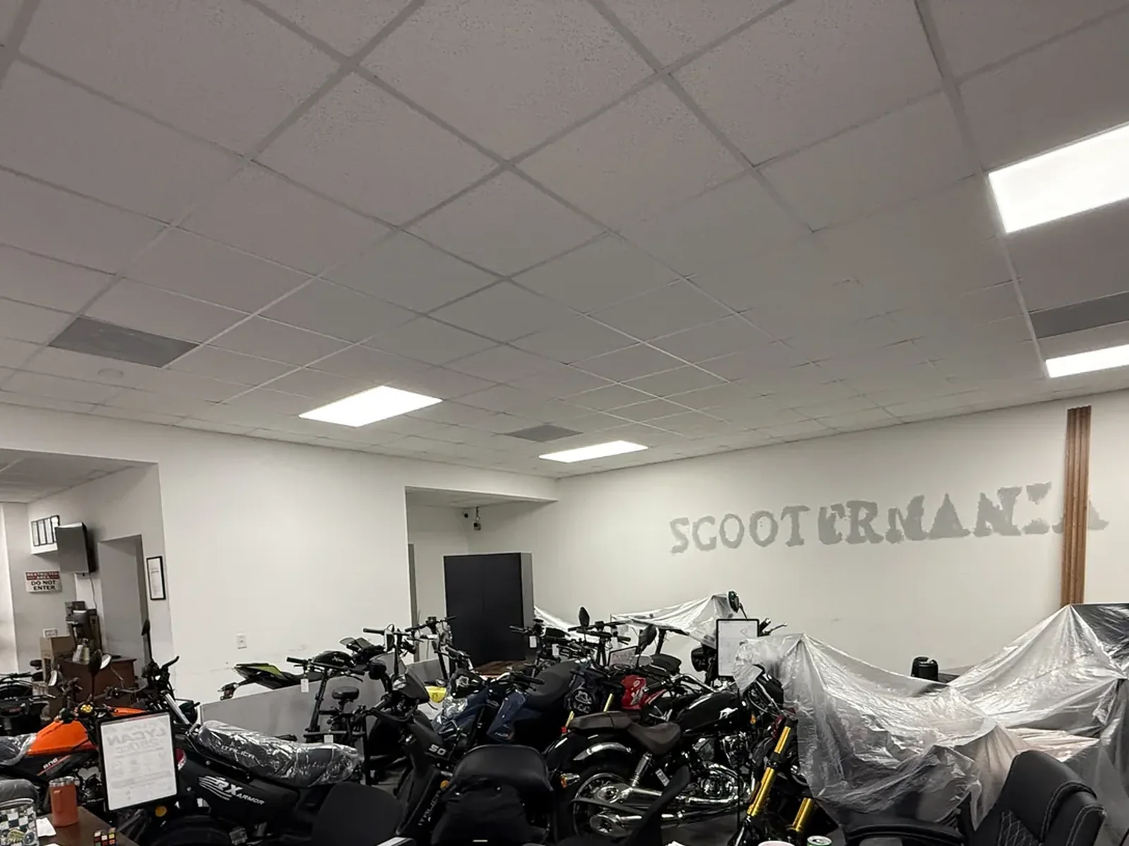 Commercial showroom before painting and wall panel installation in Miami