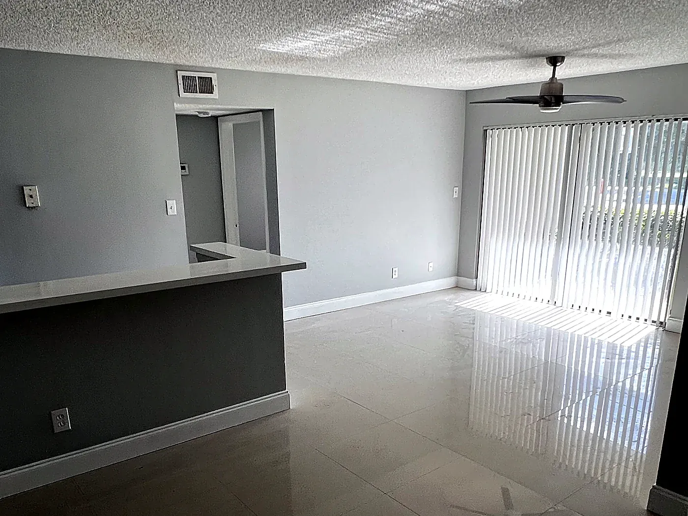 Hollywood apartment living room after interior painting with new wall colour, ceiling and trim